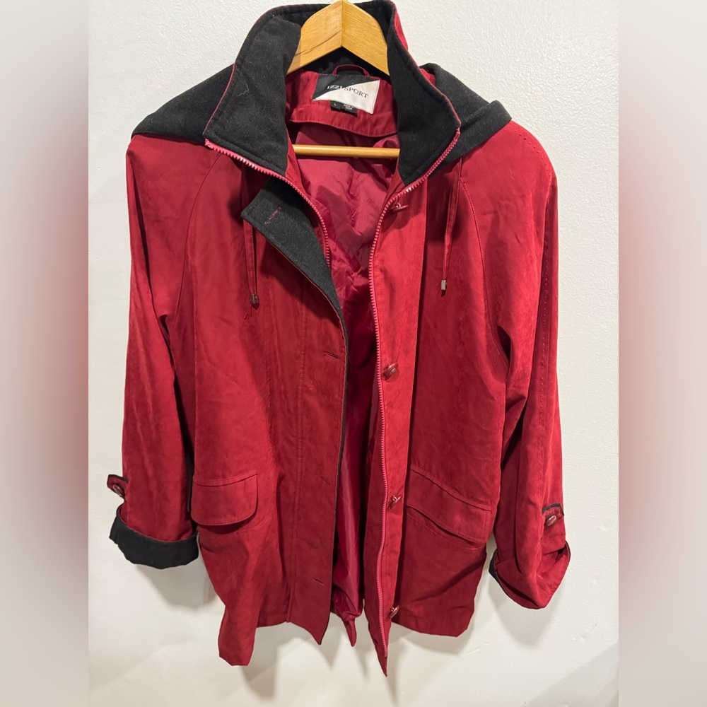 Izzi Sport women's hooded jacket / large / red / lined / pockets / Excellent UC!